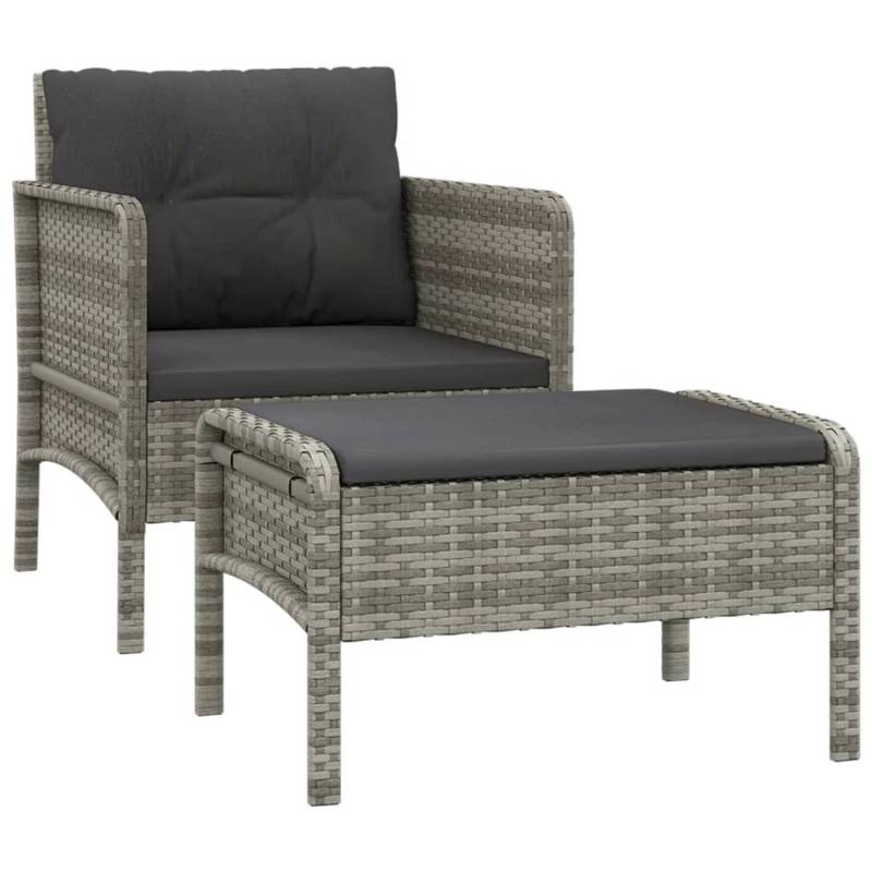 vidaXL 2-tlg Garten-Lounge-Set mit Kissen Grau Poly Rattan Modell 1 von VIDAXL