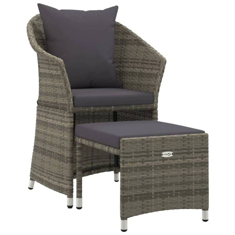 vidaXL 2-tlg Garten-Lounge-Set mit Kissen Grau Poly Rattan Modell 2 von VIDAXL