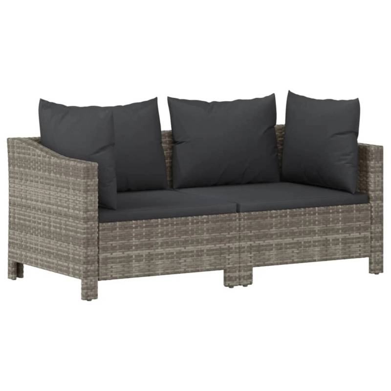 vidaXL 2-tlg Garten-Lounge-Set mit Kissen Grau Poly Rattan Modell 6 von VIDAXL