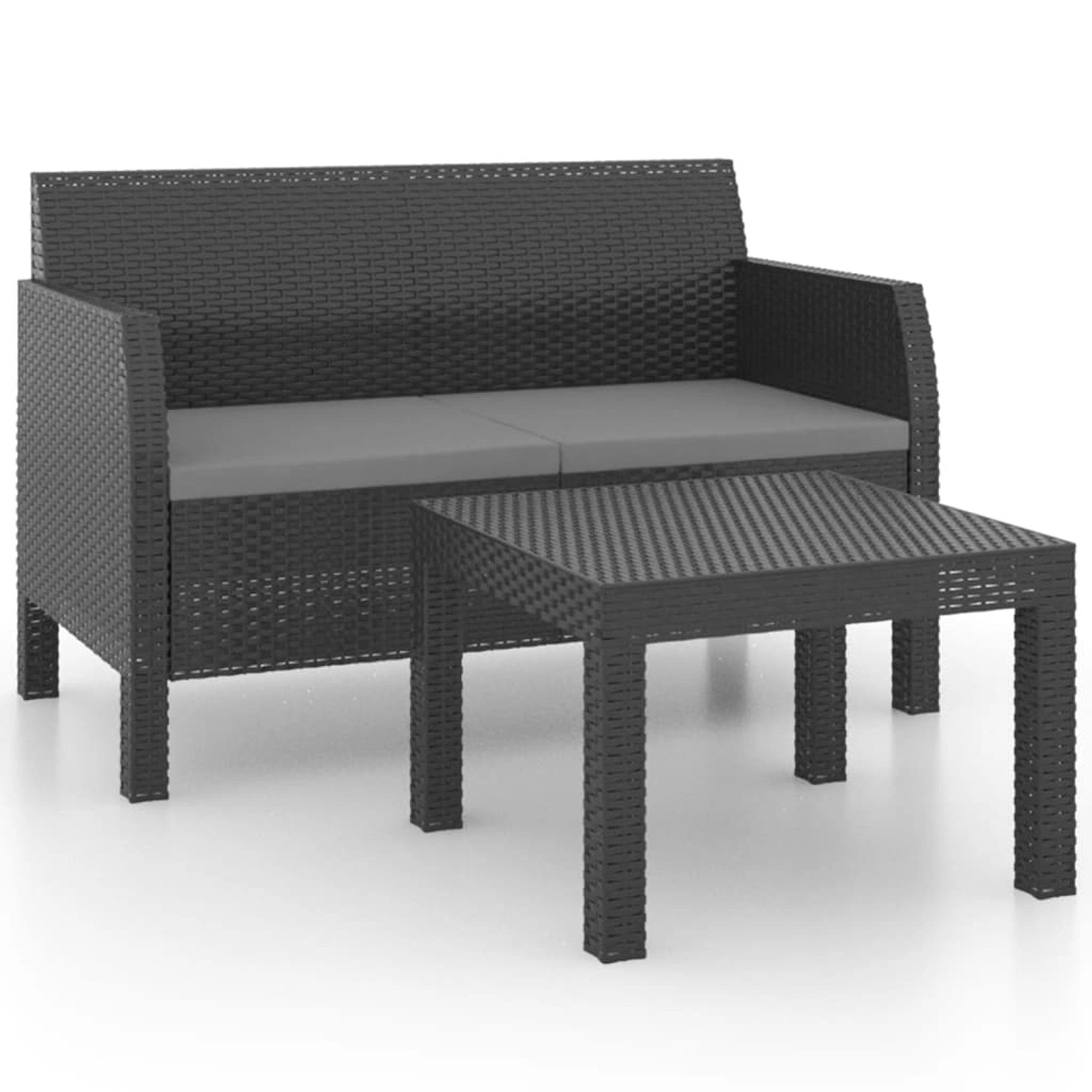 vidaXL 2-tlg Garten-Lounge-Set mit Kissen PP Rattan Anthrazit Modell 1 vidaXL 2-tlg Garten-Lounge-Set mit Kissen PP Rattan Anthrazit Modell 1 von VIDAXL
