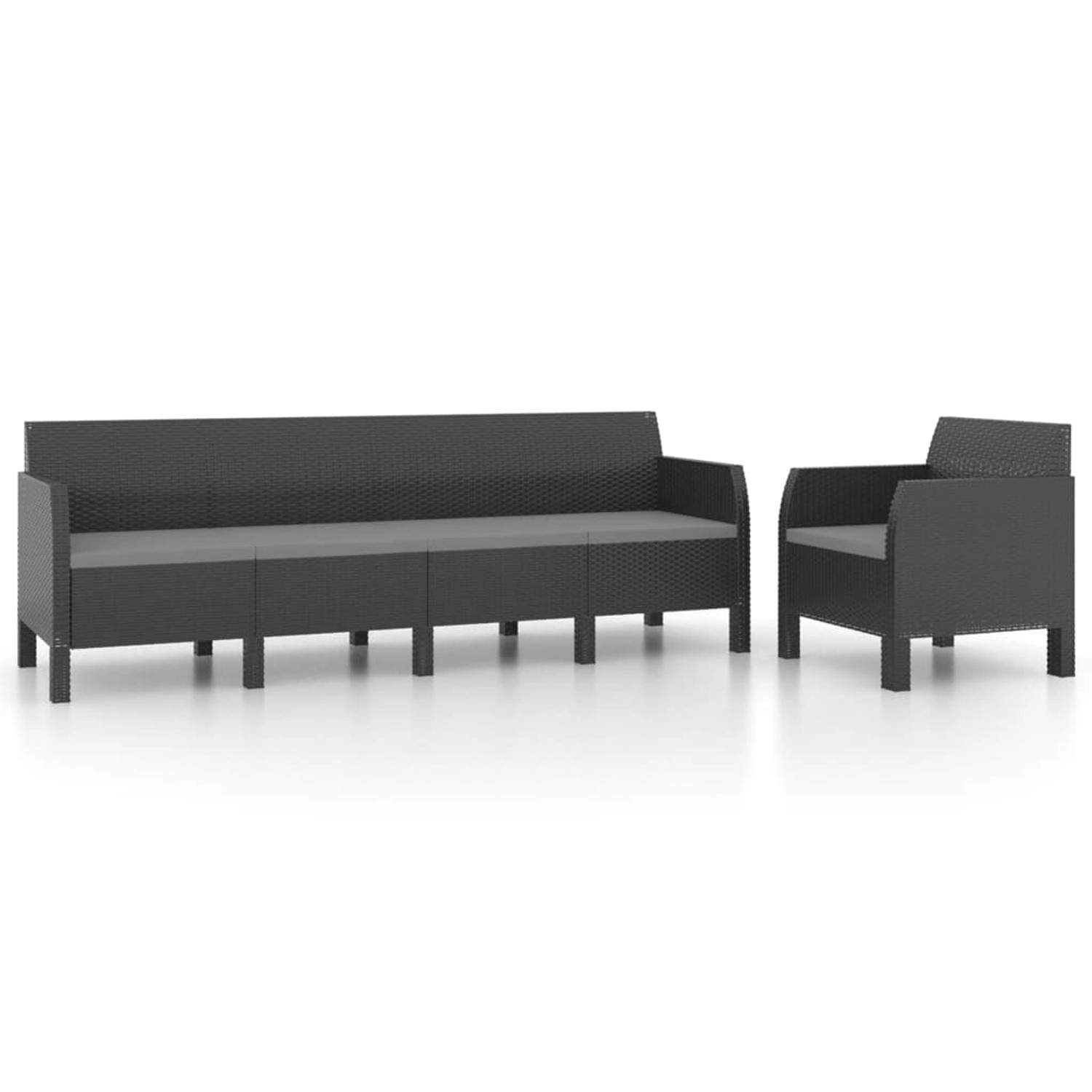 vidaXL 2-tlg Garten-Lounge-Set mit Kissen PP Rattan Anthrazit Modell 4 vidaXL 2-tlg Garten-Lounge-Set mit Kissen PP Rattan Anthrazit Modell 4 von VIDAXL