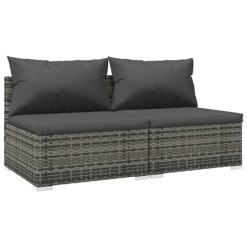 vidaXL 2-tlg Garten-Lounge-Set mit Kissen Poly Rattan Grau Modell 2 von VIDAXL