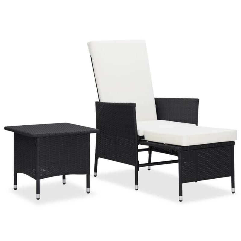 vidaXL 2-tlg Garten-Lounge-Set mit Kissen Poly Rattan Schwarz Modell 3 von VIDAXL
