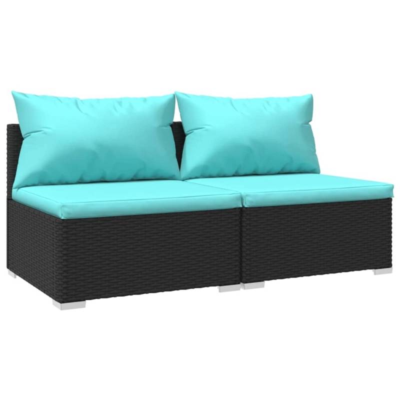 vidaXL 2-tlg Garten-Lounge-Set mit Kissen Poly Rattan Schwarz Modell 6 von VIDAXL
