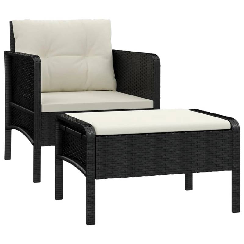 vidaXL 2-tlg Garten-Lounge-Set mit Kissen Schwarz Poly Rattan Modell 1 von VIDAXL