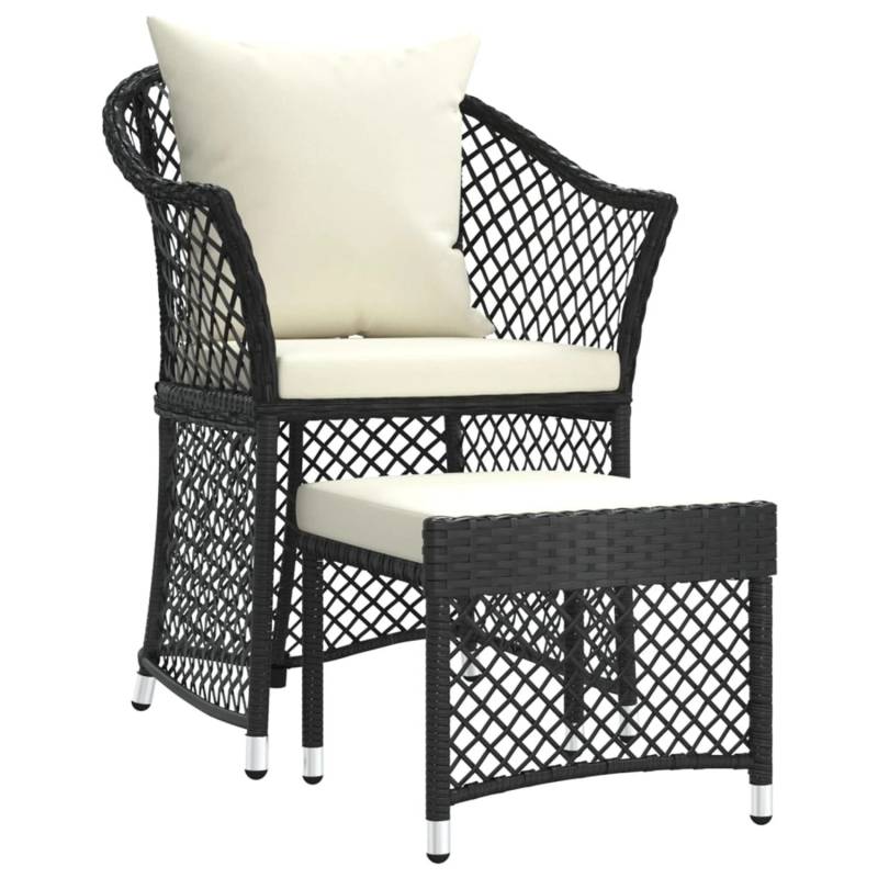 vidaXL 2-tlg Garten-Lounge-Set mit Kissen Schwarz Poly Rattan Modell 4 von VIDAXL