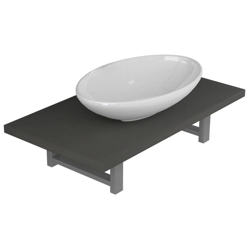 vidaXL 2-tlg. Badmöbel-Set Keramik Grau Modell 4 von VIDAXL