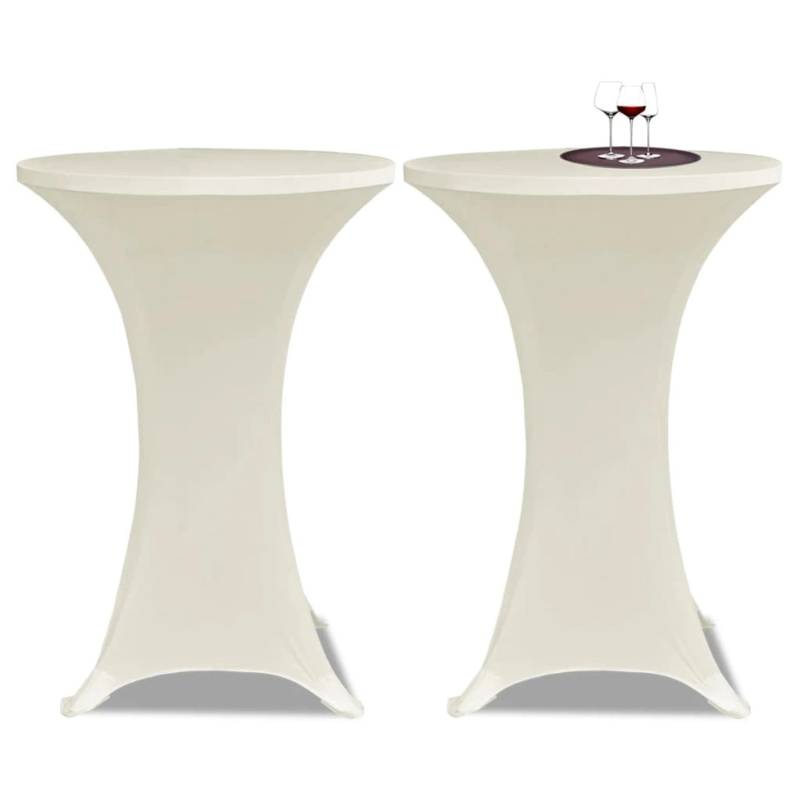 vidaXL 2 x Tischhusse für Stehtisch Stretchhusse Ø70 cm Cremefarben von VIDAXL