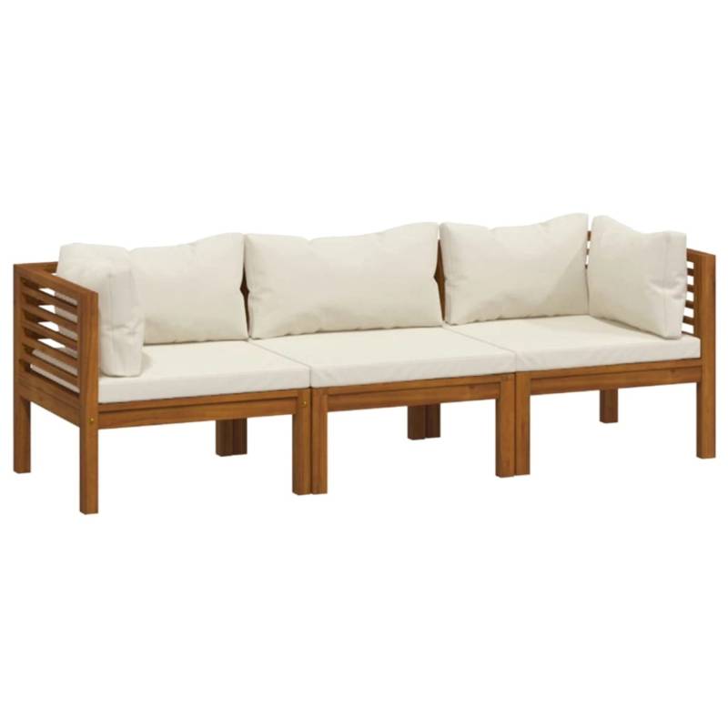 vidaXL 3-Sitzer-Gartensofa mit Creme Kissen Massivholz Akazie von VIDAXL