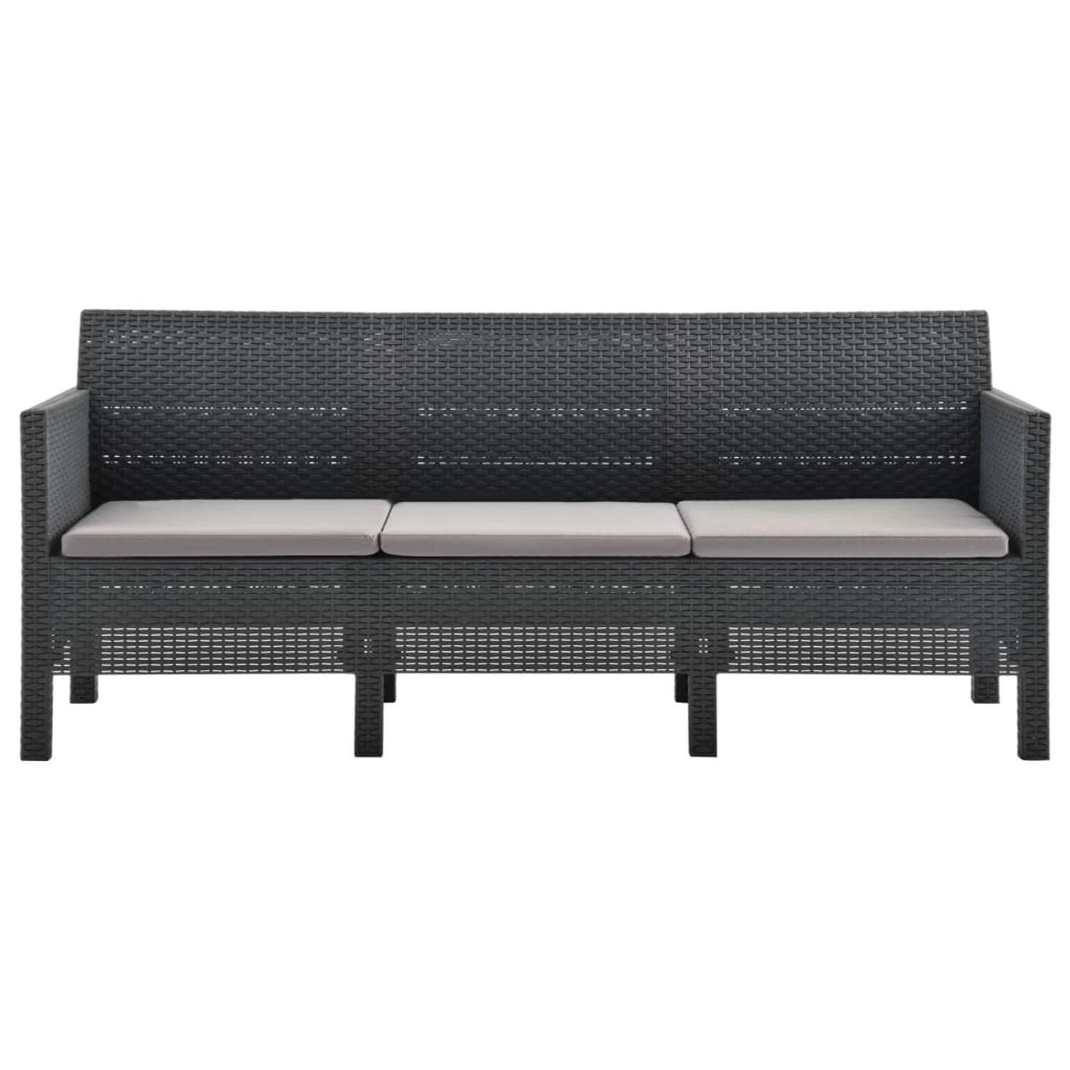 vidaXL 3-Sitzer Gartensofa mit Kissen Anthrazit PP Rattan vidaXL 3-Sitzer Gartensofa mit Kissen Anthrazit PP Rattan von VIDAXL