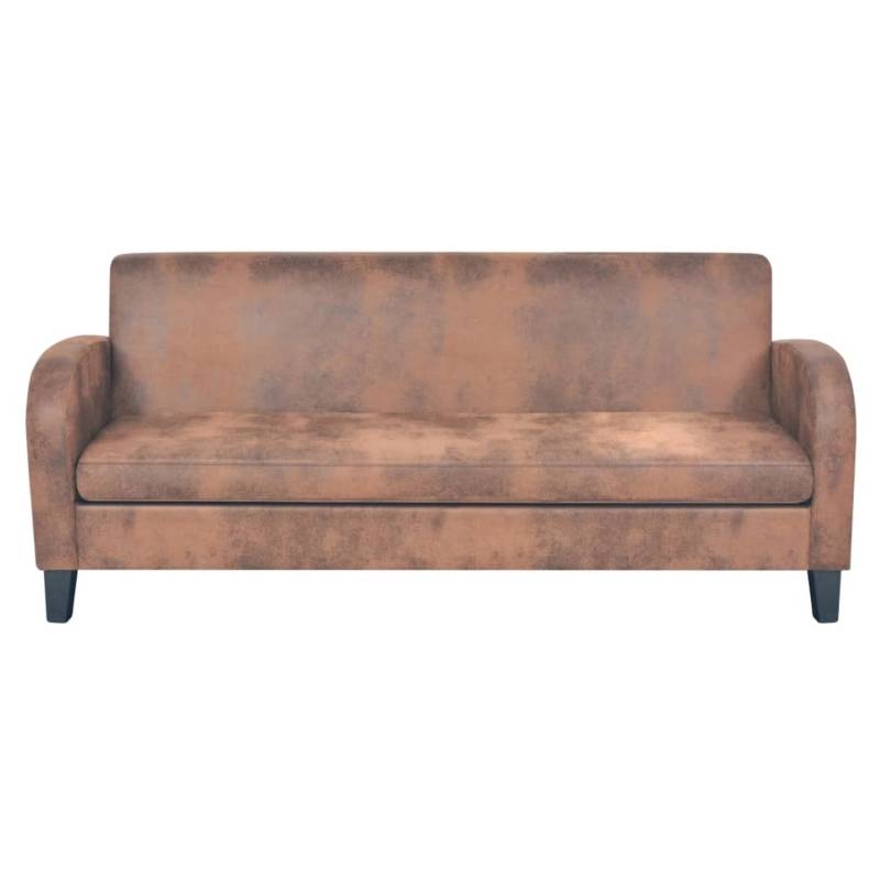 vidaXL 3-Sitzer Sofa Kunstleder Wildleder-Optik Braun von VIDAXL