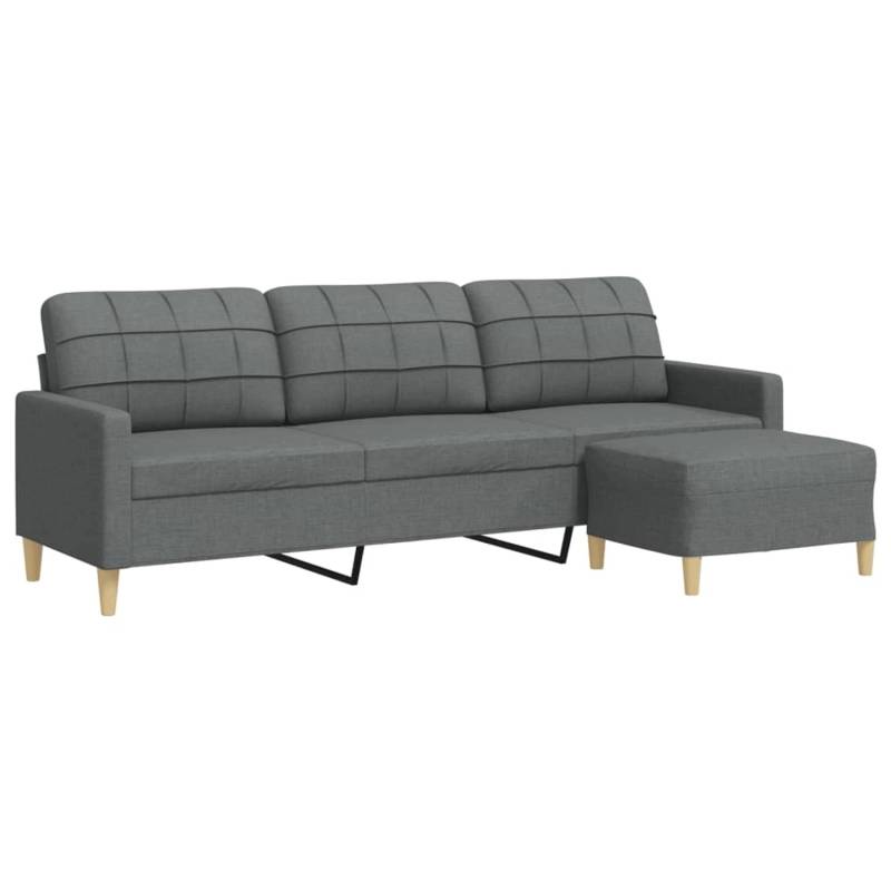vidaXL 3-Sitzer-Sofa mit Hocker Dunkelgrau 210 cm Stoff 2145295 von VIDAXL