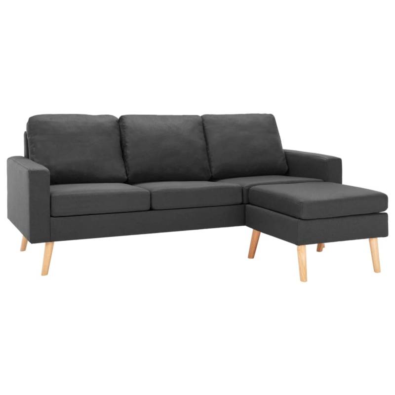 vidaXL 3-Sitzer-Sofa mit Hocker Dunkelgrau Stoff von VIDAXL