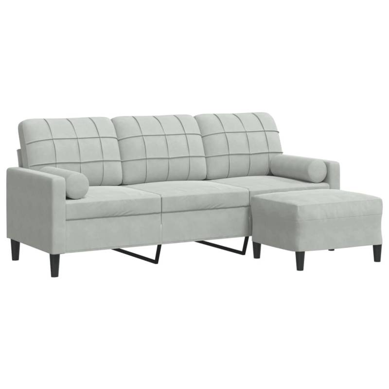 vidaXL 3-Sitzer-Sofa mit Hocker Hellgrau 180 cm Samt 2145356 von VIDAXL