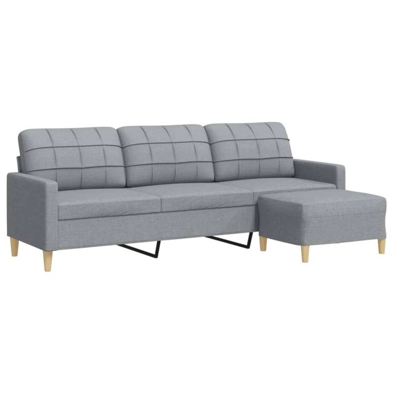 vidaXL 3-Sitzer-Sofa mit Hocker Hellgrau 210 cm Stoff 2158376 von VIDAXL