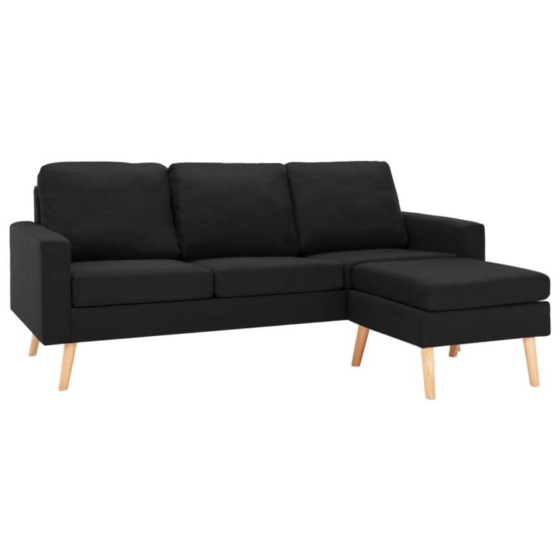 vidaXL 3-Sitzer-Sofa mit Hocker Schwarz Stoff von VIDAXL