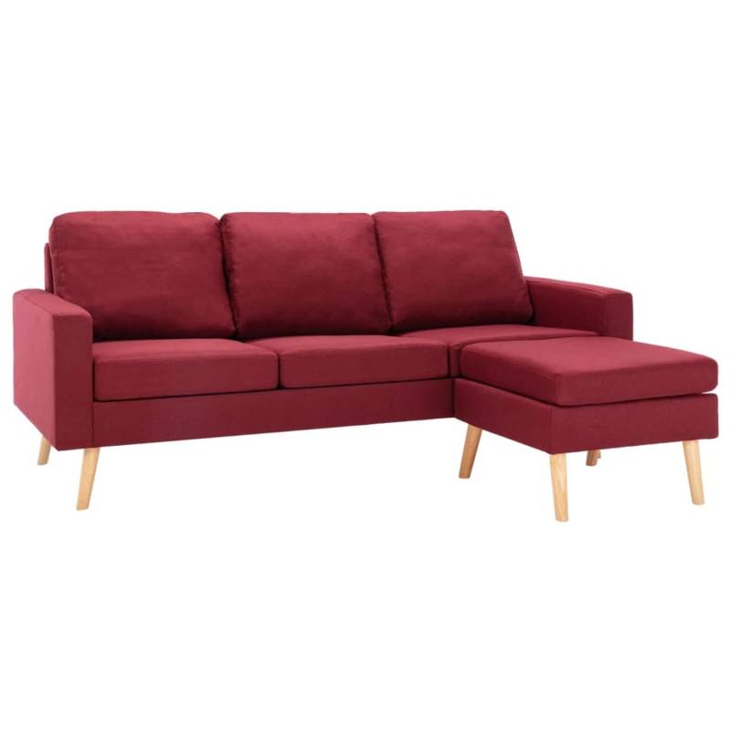 vidaXL 3-Sitzer-Sofa mit Hocker Weinrot Stoff von VIDAXL