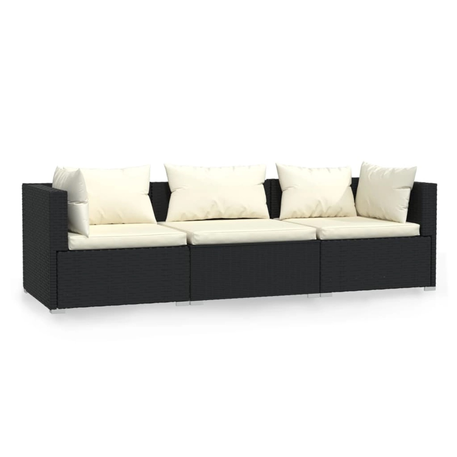 vidaXL 3-Sitzer-Sofa mit Kissen Schwarz Poly Rattan Modell 1 vidaXL 3-Sitzer-Sofa mit Kissen Schwarz Poly Rattan Modell 1 von VIDAXL