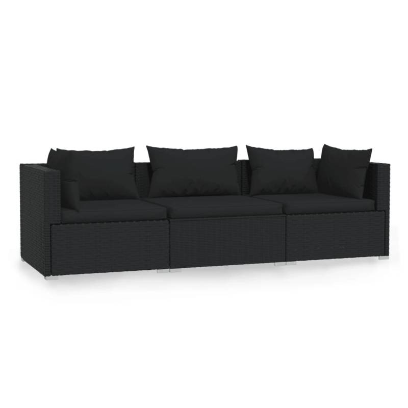 vidaXL 3-Sitzer-Sofa mit Kissen Schwarz Poly Rattan Modell 3 vidaXL 3-Sitzer-Sofa mit Kissen Schwarz Poly Rattan Modell 3 von VIDAXL