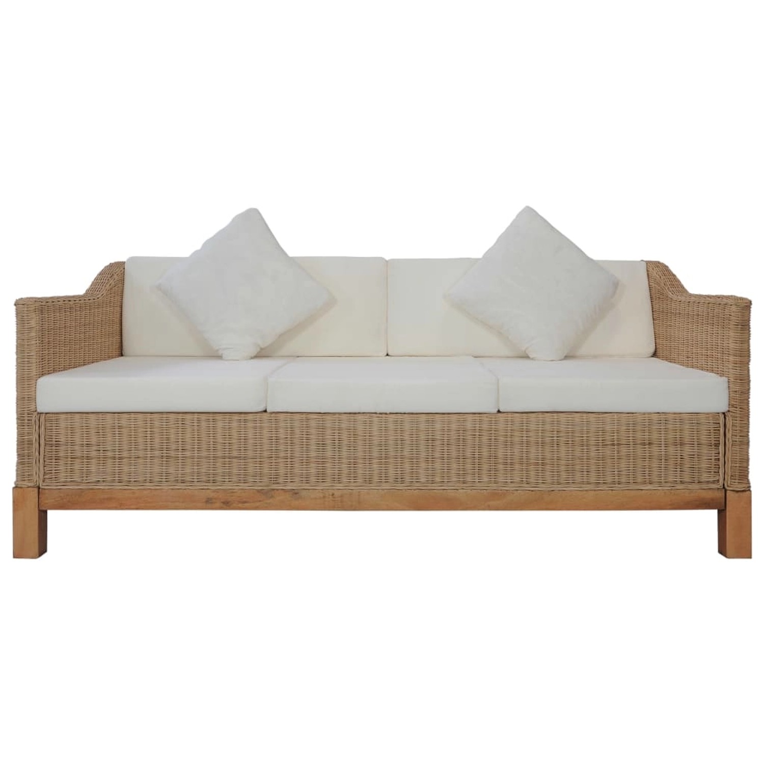 vidaXL 3-Sitzer-Sofa mit Polstern Natürliches Rattan Modell 1 von VIDAXL