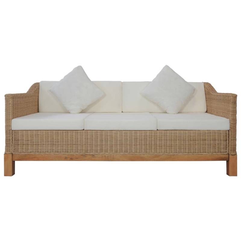 vidaXL 3-Sitzer-Sofa mit Polstern Natürliches Rattan Modell 1 von VIDAXL
