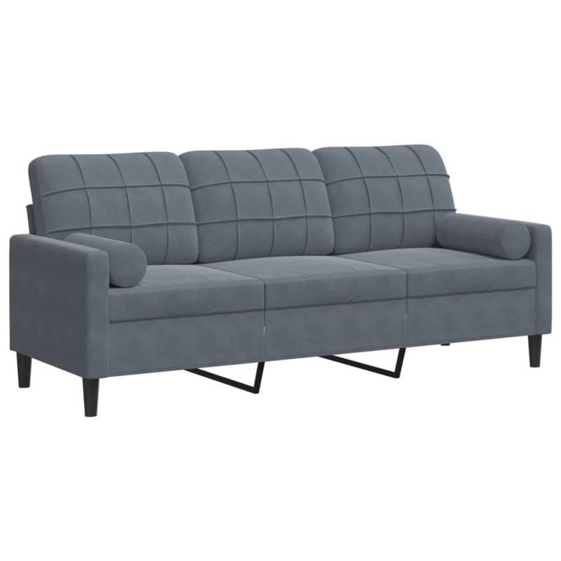 vidaXL 3-Sitzer-Sofa mit Zierkissen Dunkelgrau 180 cm Samt 2164080 von VIDAXL