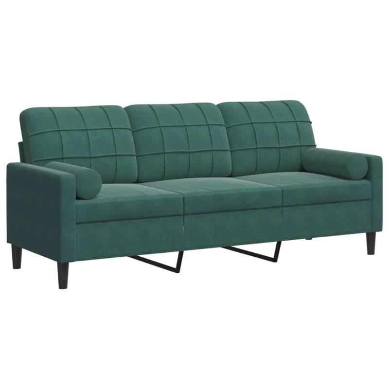 vidaXL 3-Sitzer-Sofa mit Zierkissen Dunkelgrün 180 cm Samt 2146127 von VIDAXL