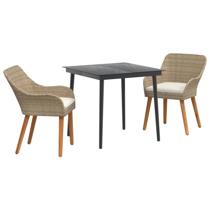 vidaXL 3-Teilige Garten-Essgruppe Beige Poly Rattan 3261691 von VIDAXL