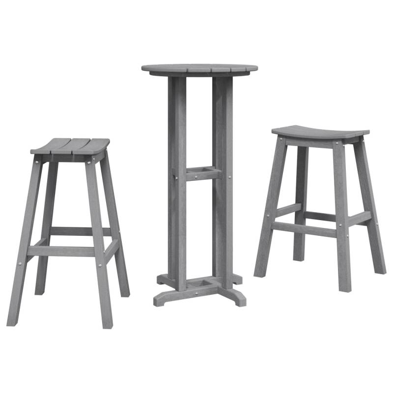 vidaXL 3-Teiliges Garten Bar Set Hellgrau HDPE 3335803 von VIDAXL