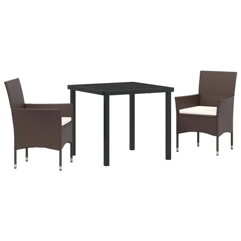 vidaXL 3-Teiliges Garten-Ess-Set in Braun aus Poly Rattan 3379744 von VIDAXL