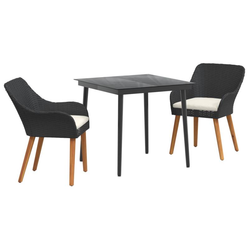 vidaXL 3-Teiliges Garten Essset Schwarz Poly Rattan 3261663 von VIDAXL