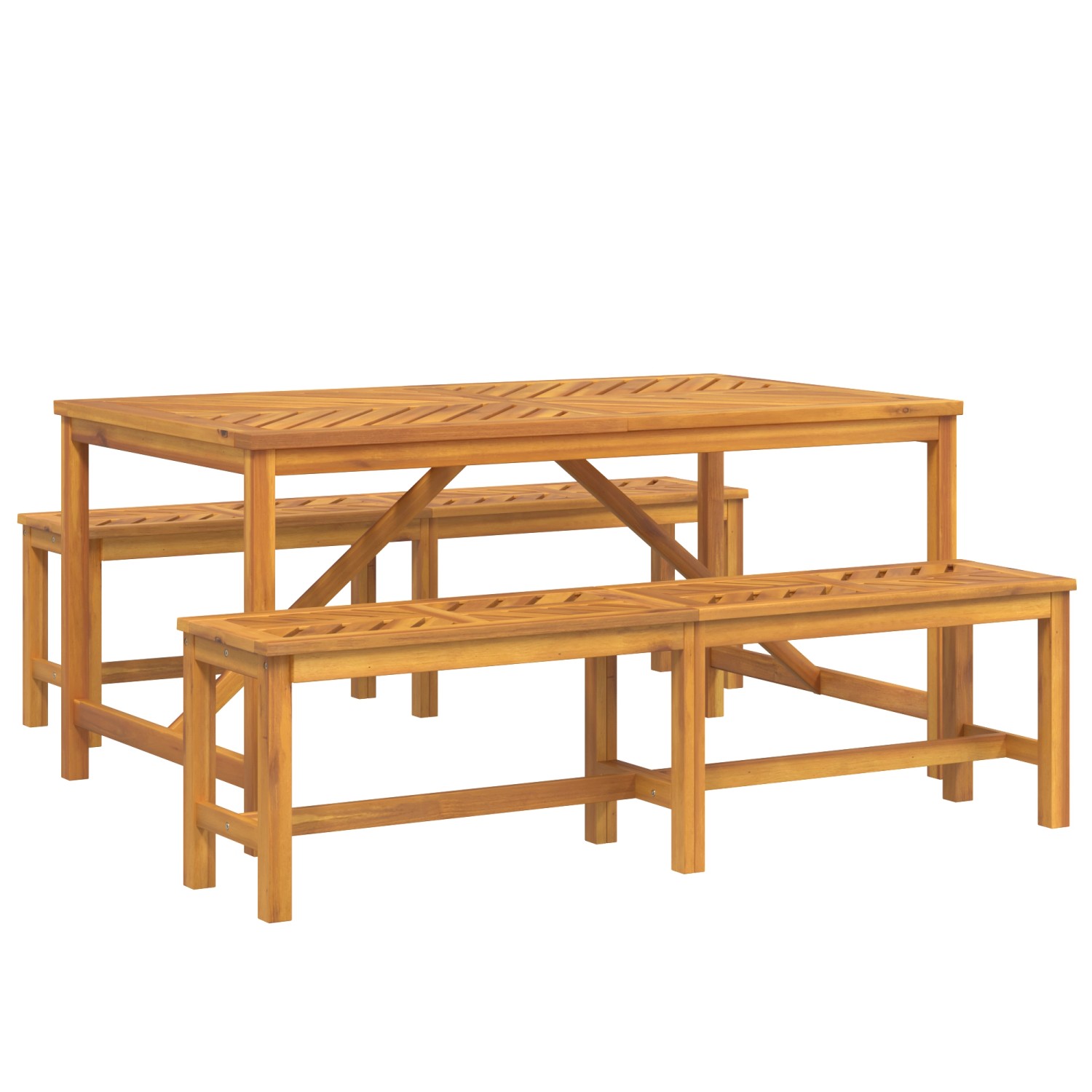 vidaXL 3-Teiliges Garten Esstisch Set Massivholz Akazie 3154115 von VIDAXL