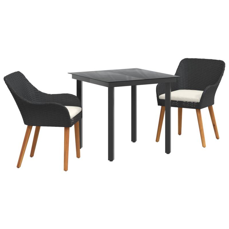 vidaXL 3-Teiliges Garten-Essz Set Schwarzes Poly-Rattan 3261670 von VIDAXL