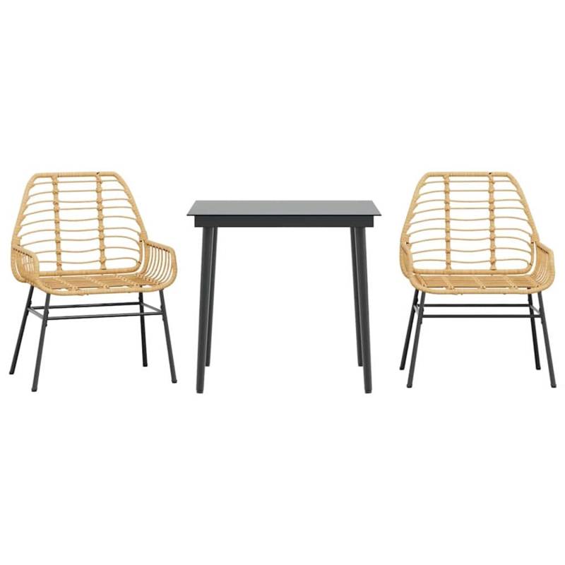vidaXL 3-Teiliges Garten-Esszimmer-Set Braun Poly Rattan Glas 3334443 von VIDAXL