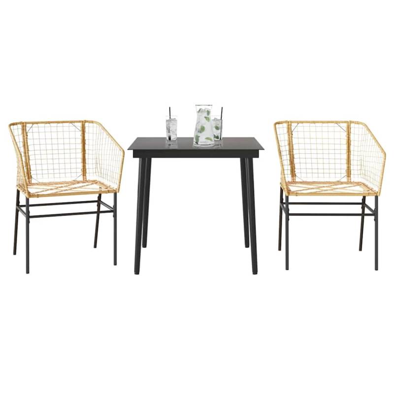 vidaXL 3-Teiliges Garten-Esszimmer-Set Braun Poly Rattan Glas 3334492 von VIDAXL