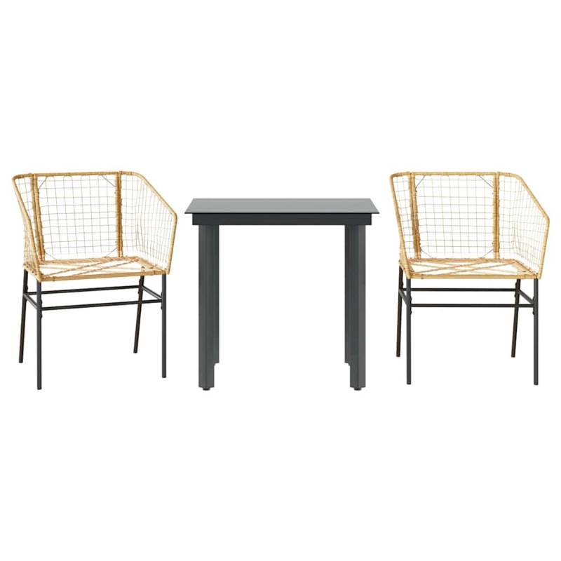vidaXL 3-Teiliges Garten-Esszimmer-Set Braun Poly Rattan Glas 3334590 von VIDAXL