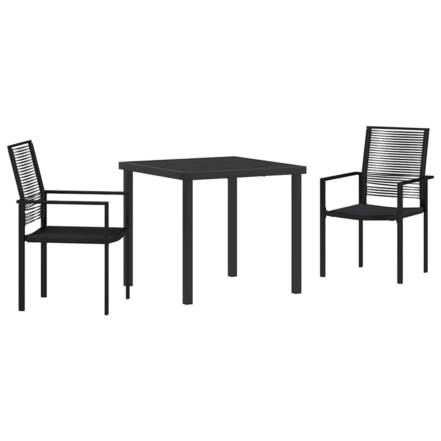 vidaXL 3-Teiliges Garten-Esszimmer-Set aus Schwarzem PVC-Rattan 3379163 von VIDAXL