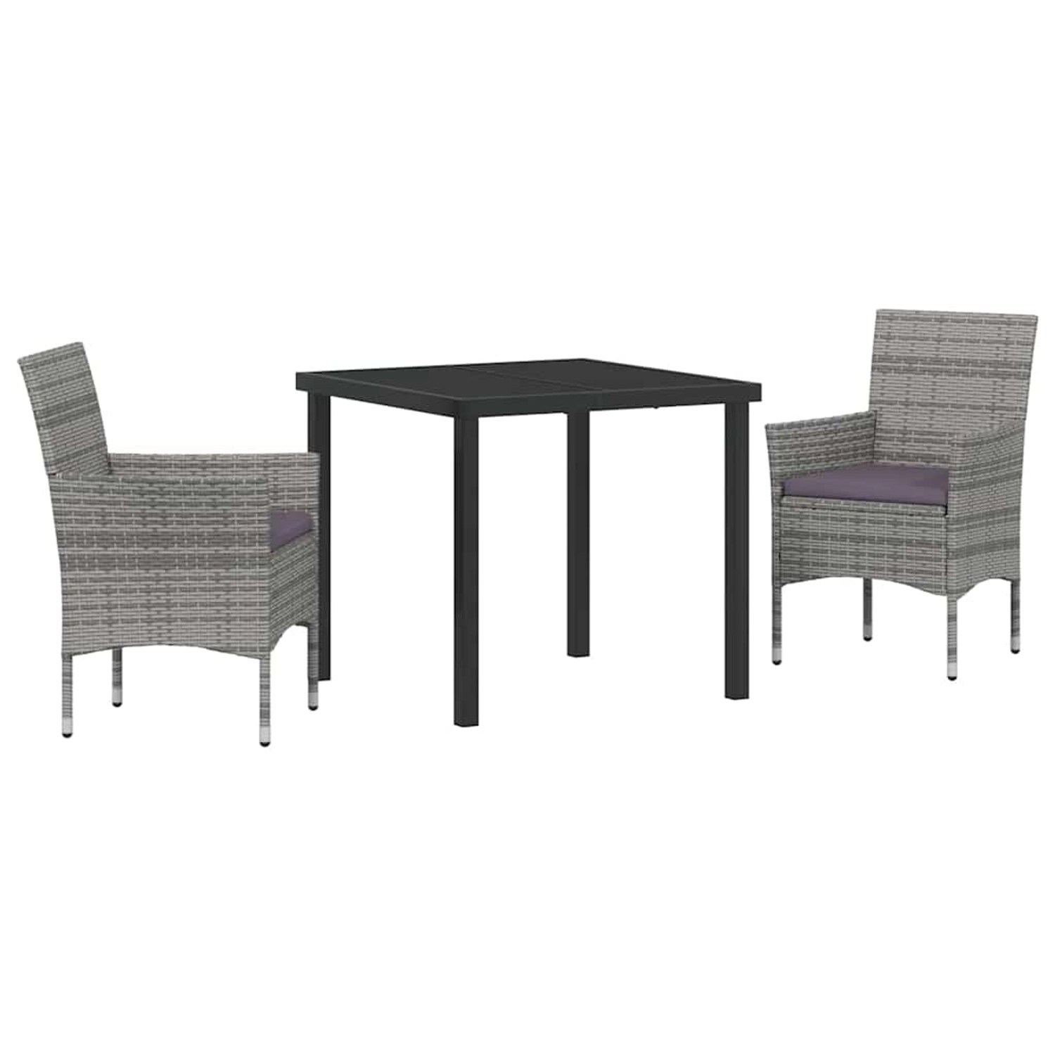 vidaXL 3-Teiliges Garten-Esszimmer-Set in Grau aus Poly Rattan 3379730 von VIDAXL
