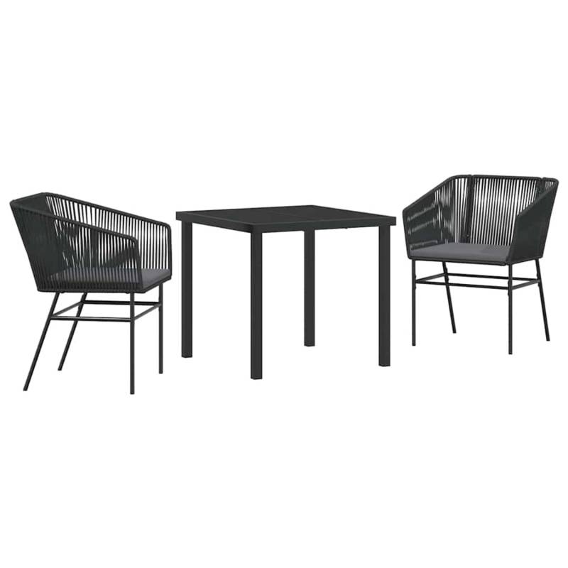 vidaXL 3-Teiliges Garten-Esszimmer Set mit Kissen in Schwarz aus Poly Rattan 3380918 vidaXL 3-Teiliges Garten-Esszimmer Set mit Kissen in Schwarz aus Poly Rattan 3380918 von VIDAXL