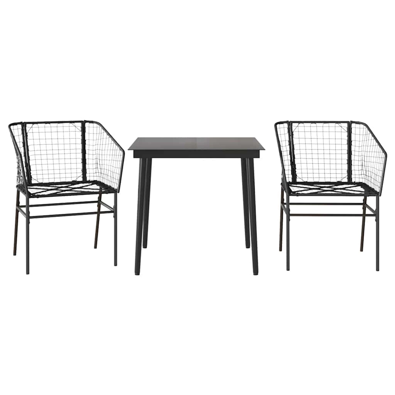 vidaXL 3-Teiliges Garten-Esszimmerset Schwarz Poly Rattan Glas 3334485 von VIDAXL