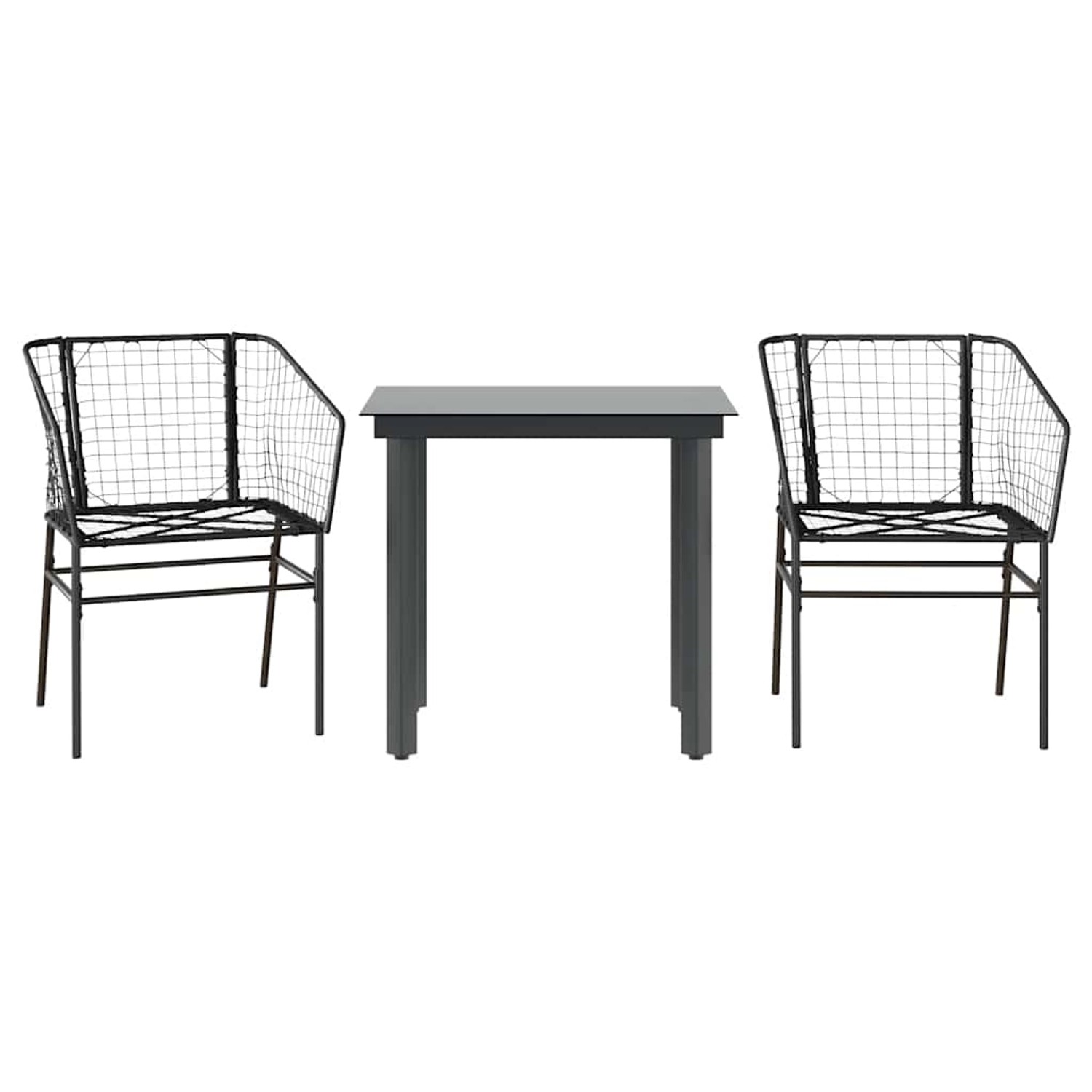 vidaXL 3-Teiliges Garten-Esszimmerset Schwarz Poly Rattan Glas 3334583 von VIDAXL