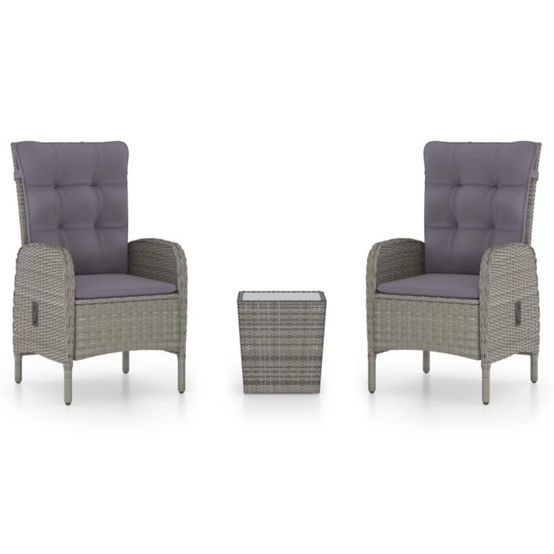 vidaXL 3-Tlg Bistro-Set Poly Rattan und Glas Grau 3058534 vidaXL 3-Tlg Bistro-Set Poly Rattan und Glas Grau 3058534 von VIDAXL