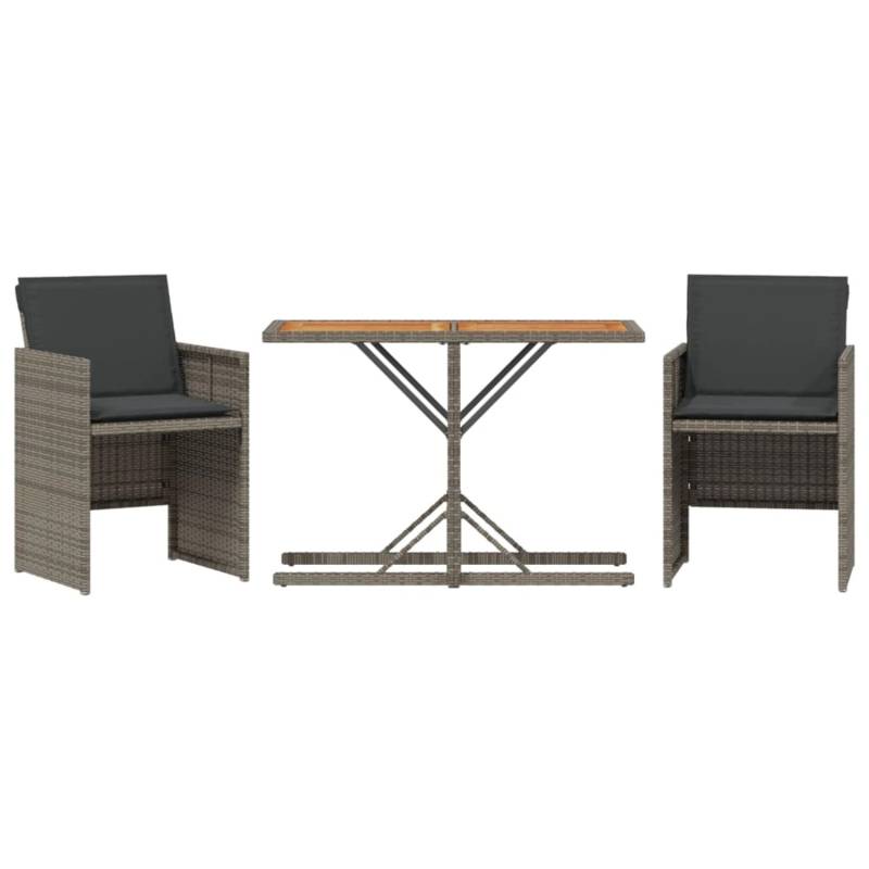 vidaXL 3-Tlg Bistro-Set mit Kissen Grau Poly Rattan 365067 vidaXL 3-Tlg Bistro-Set mit Kissen Grau Poly Rattan 365067 von VIDAXL