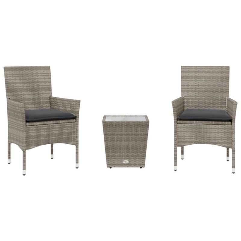 vidaXL 3-Tlg Bistro-Set mit Kissen Grau Poly Rattan und Glas 3278742 vidaXL 3-Tlg Bistro-Set mit Kissen Grau Poly Rattan und Glas 3278742 von VIDAXL