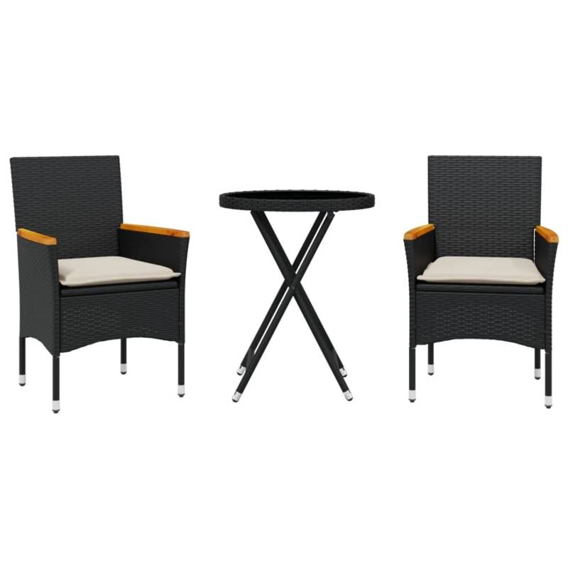 vidaXL 3-Tlg Bistro-Set mit Kissen Schwarz Poly Rattan und Glas 3278753 vidaXL 3-Tlg Bistro-Set mit Kissen Schwarz Poly Rattan und Glas 3278753 von VIDAXL