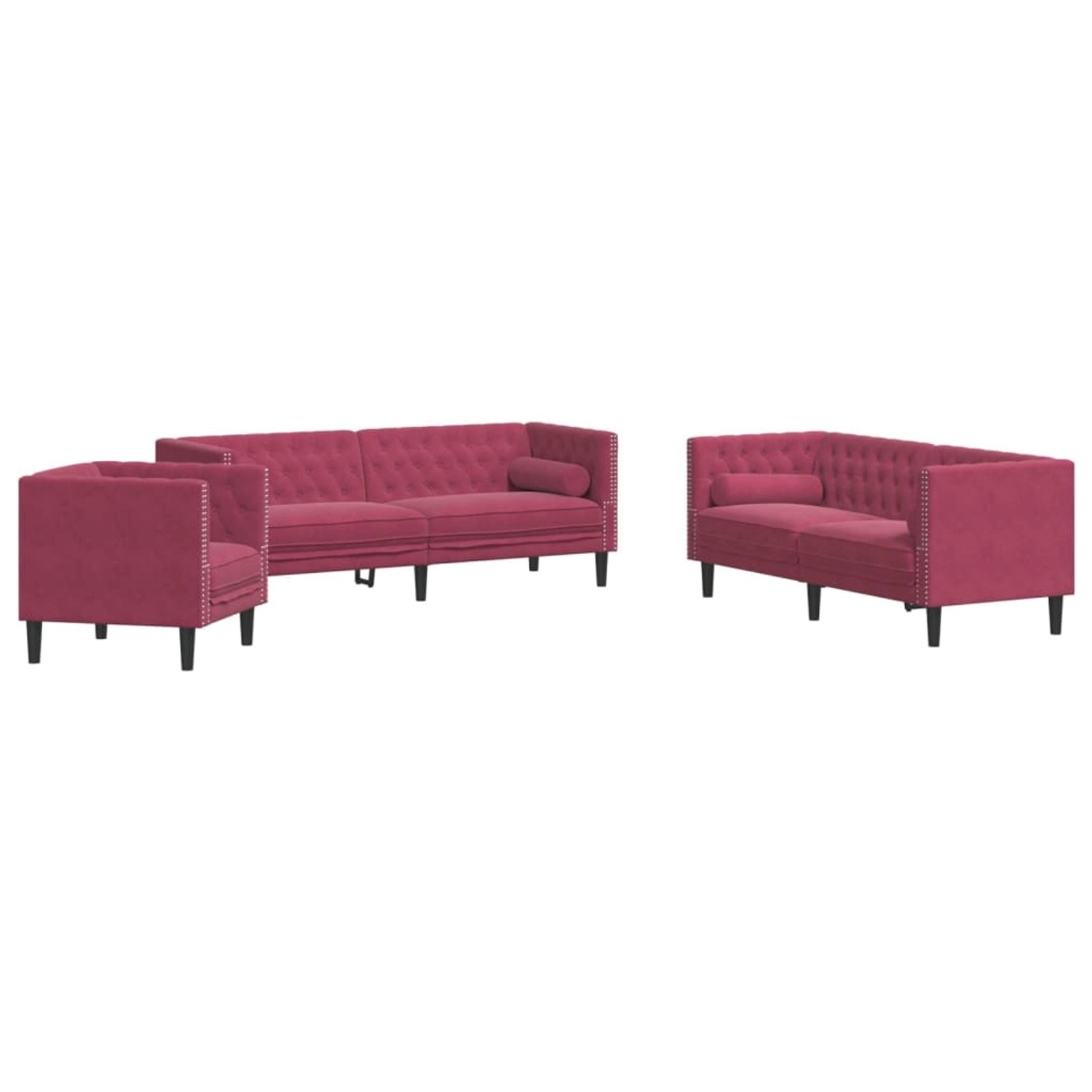 vidaXL 3-Tlg Chesterfield-Sofa-Set mit Nackenrollen Weinrot Samt 2149615 vidaXL 3-Tlg Chesterfield-Sofa-Set mit Nackenrollen Weinrot Samt 2149615 von VIDAXL