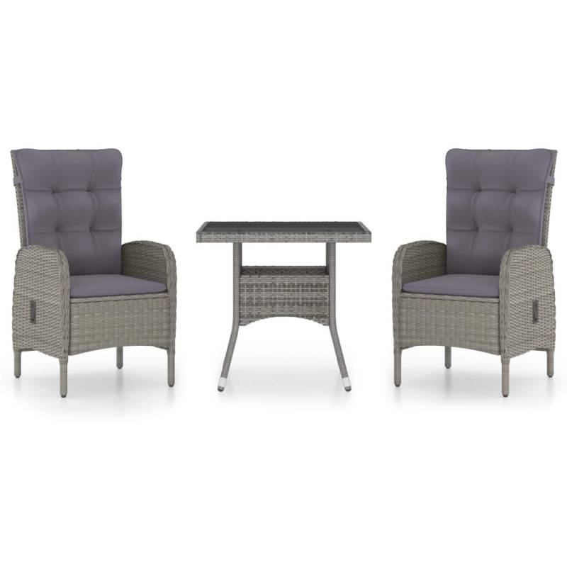vidaXL 3-Tlg Garten-Essgruppe Poly Rattan und Glas Grau 3058522 vidaXL 3-Tlg Garten-Essgruppe Poly Rattan und Glas Grau 3058522 von VIDAXL