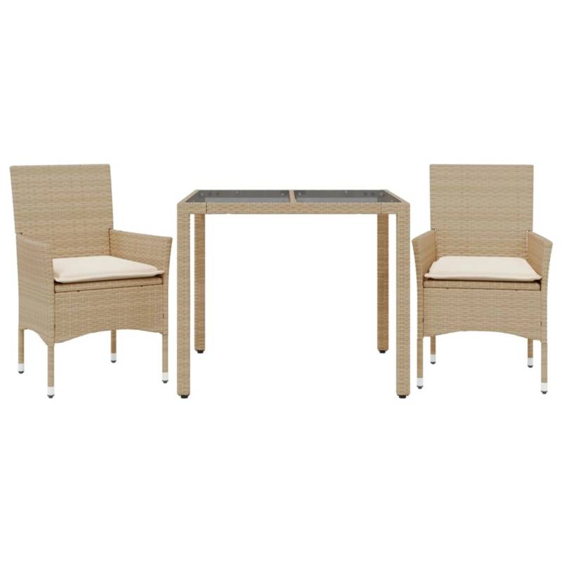 vidaXL 3-Tlg Garten-Essgruppe mit Kissen Beige Poly Rattan und Glas 3278567 vidaXL 3-Tlg Garten-Essgruppe mit Kissen Beige Poly Rattan und Glas 3278567 von VIDAXL