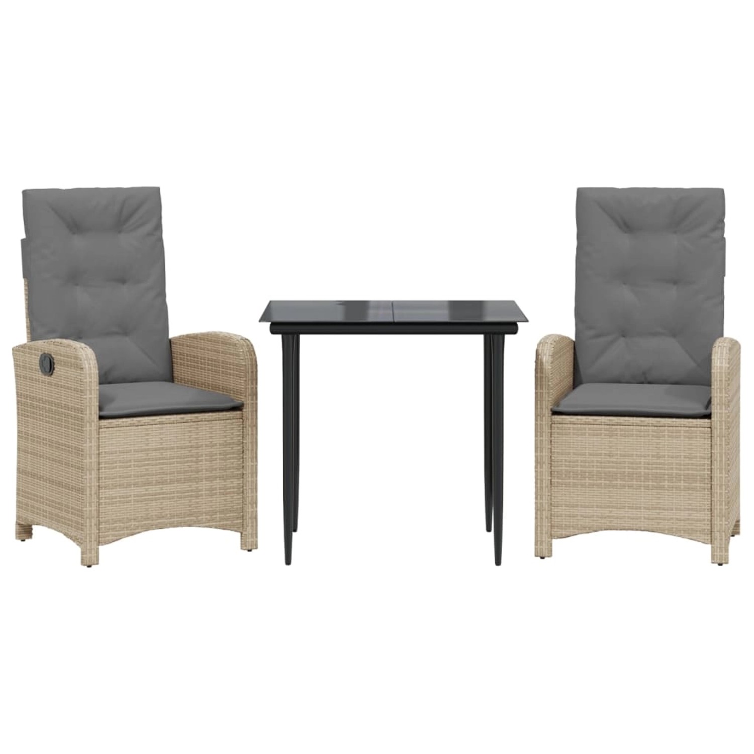 vidaXL 3-Tlg Garten-Essgruppe mit Kissen Beigemischung Poly Rattan 3212390 von VIDAXL