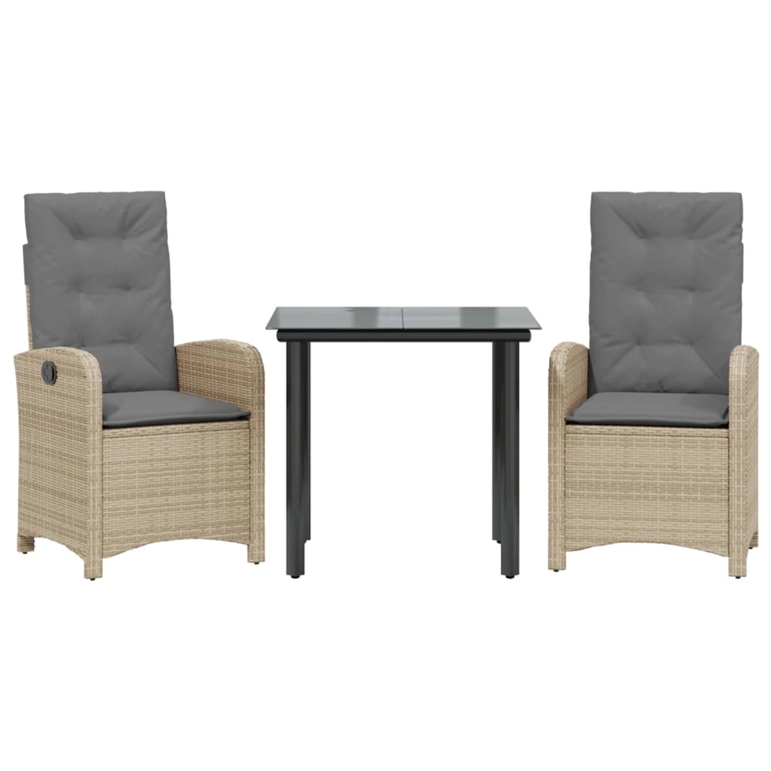 vidaXL 3-Tlg Garten-Essgruppe mit Kissen Beigemischung Poly Rattan 3212400 von VIDAXL